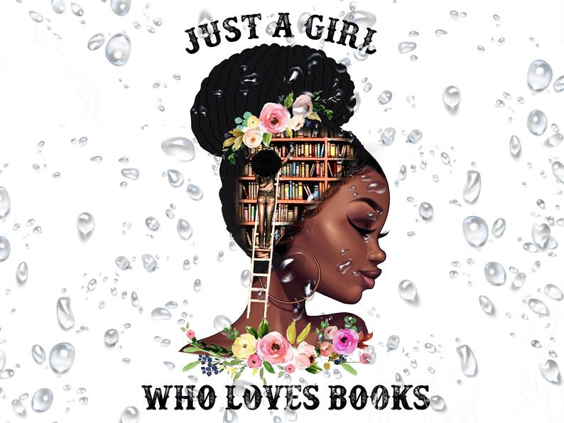 Just A Girl Who Loves Books Mug Mockup, African American Black Girl Art Print, Afro Girl Beauty Design