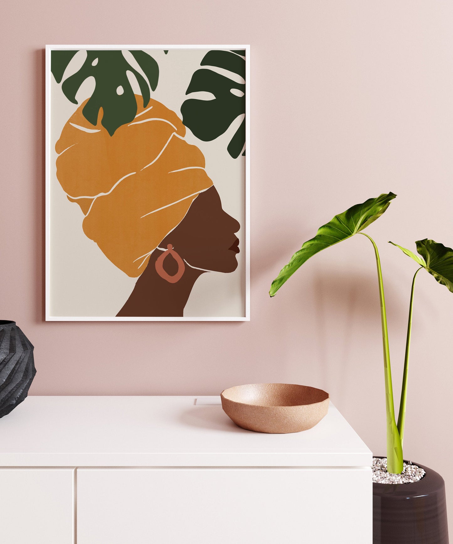 African woman face art African American woman art Black woman wall art Female print Black girl art print Boho woman art print Black girl art