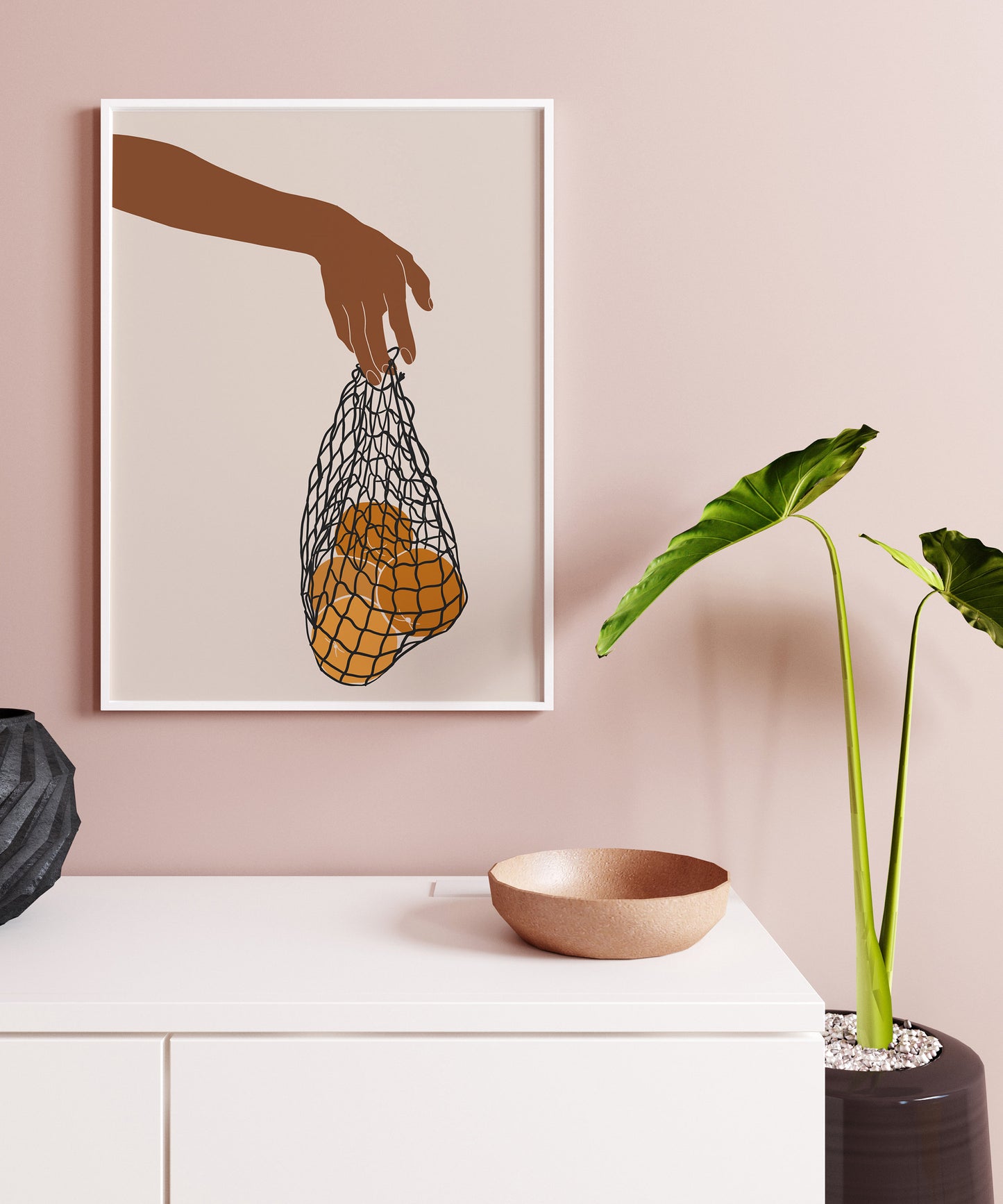 Abstract Hand art print, Hand holding wall art, Black girl poster, African American art, Boho hand, Mid century art, Instant download.