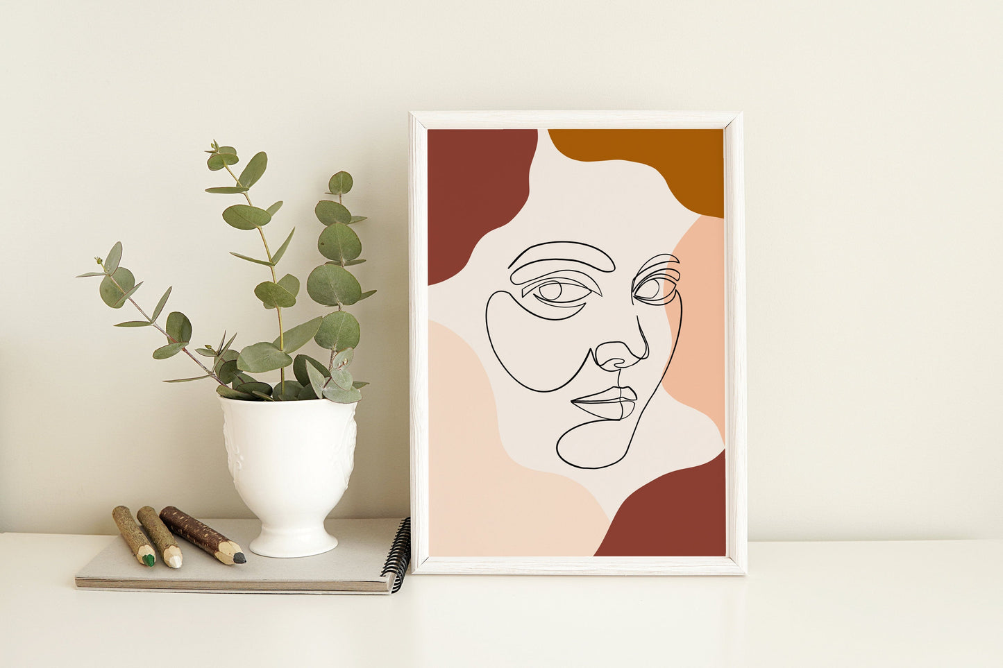 Line Art Woman, Face line poster, Single Line Drawing, Earth Tones Female face, Female figure printable wall art, Abstract poster, Wall art.