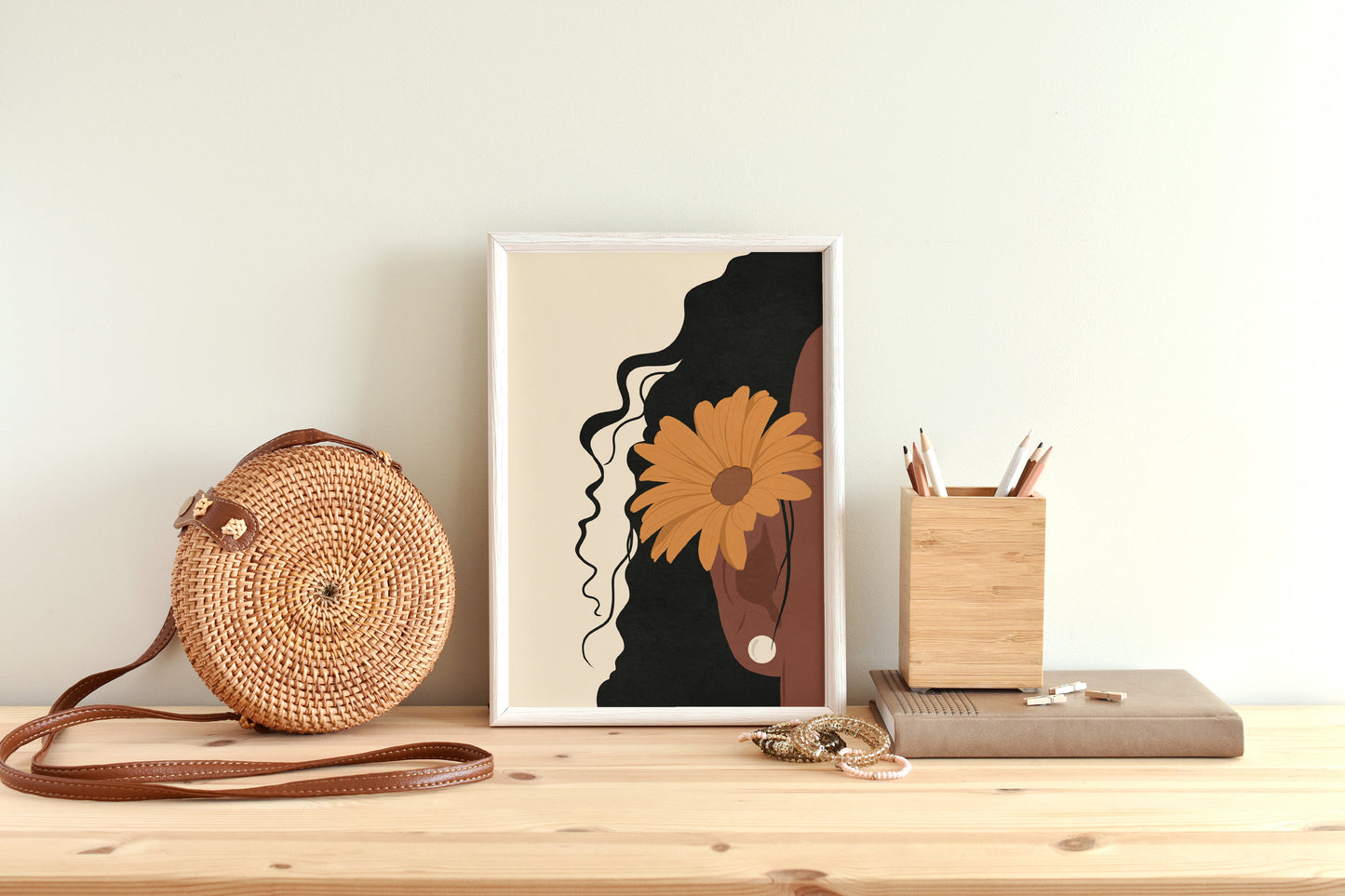 Black Girl Wall Art, Boho Art, Fashion print, Printable Art, Black woman wall art,Botanical art, African American art, Mid century wall art.