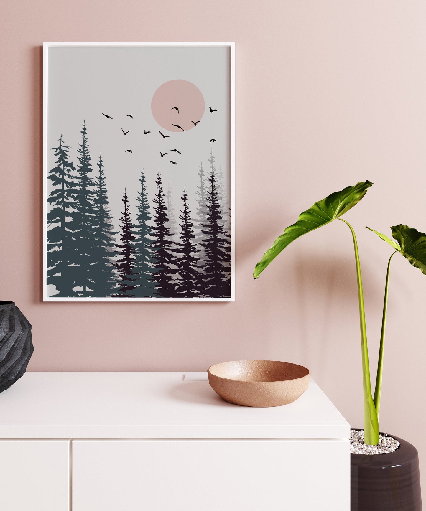 Mid century art,Sun Mountain wall art Print Set of 2, Mid CentryAbstract Sun, Mountain, Minimal wall art, Boho decor Line Sunset Digital Art