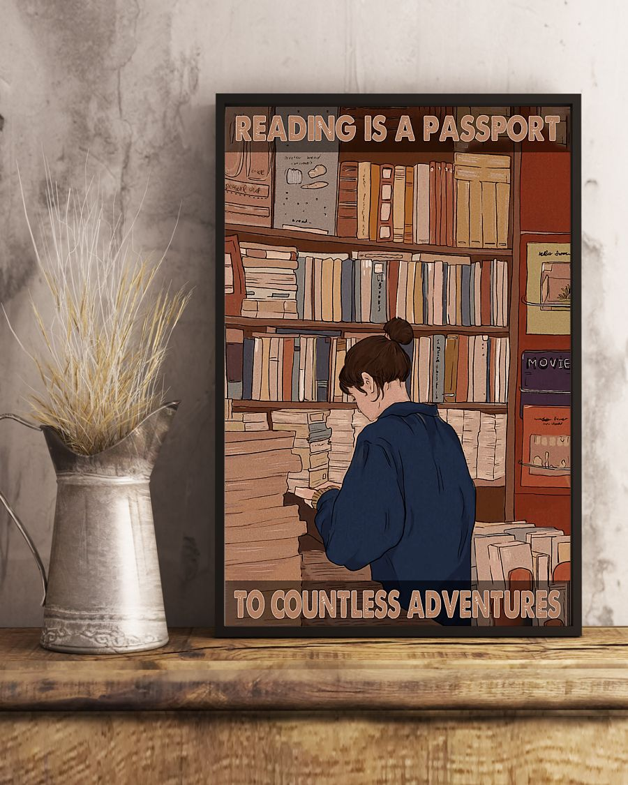 Book Loves Poster Reading Is A Passport To Countless Adventures Vintage Room Home Decor Wall Art Gifts Idea - Mostsuit