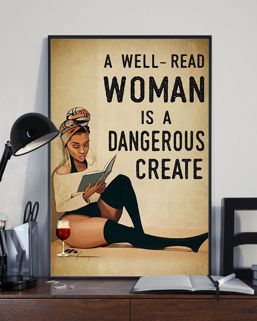 Book Wine Poster A Well-Read Woman Is A Dangerous Create Vintage Room Home Decor Wall Art Gifts Idea - Mostsuit