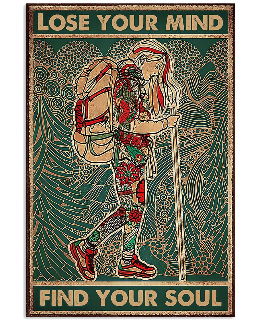 Hiking Girl Poster Lose Your Mind Find Your Soul Vintage Room Home Decor Wall Art Gifts Idea - Mostsuit
