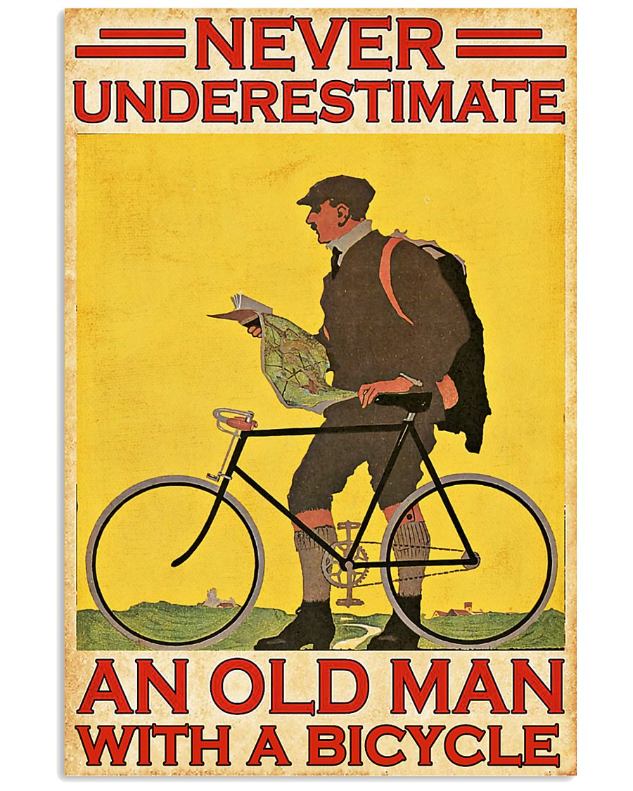 Cycling Poster Never Underestimate Old Man With A Bicycle Vintage Room Home Decor Wall Art Gifts Idea - Mostsuit