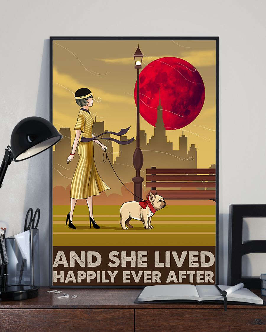 French Bulldog Poster And She Lived Happily Ever After Vintage Room Home Decor Wall Art Gifts Idea - Mostsuit