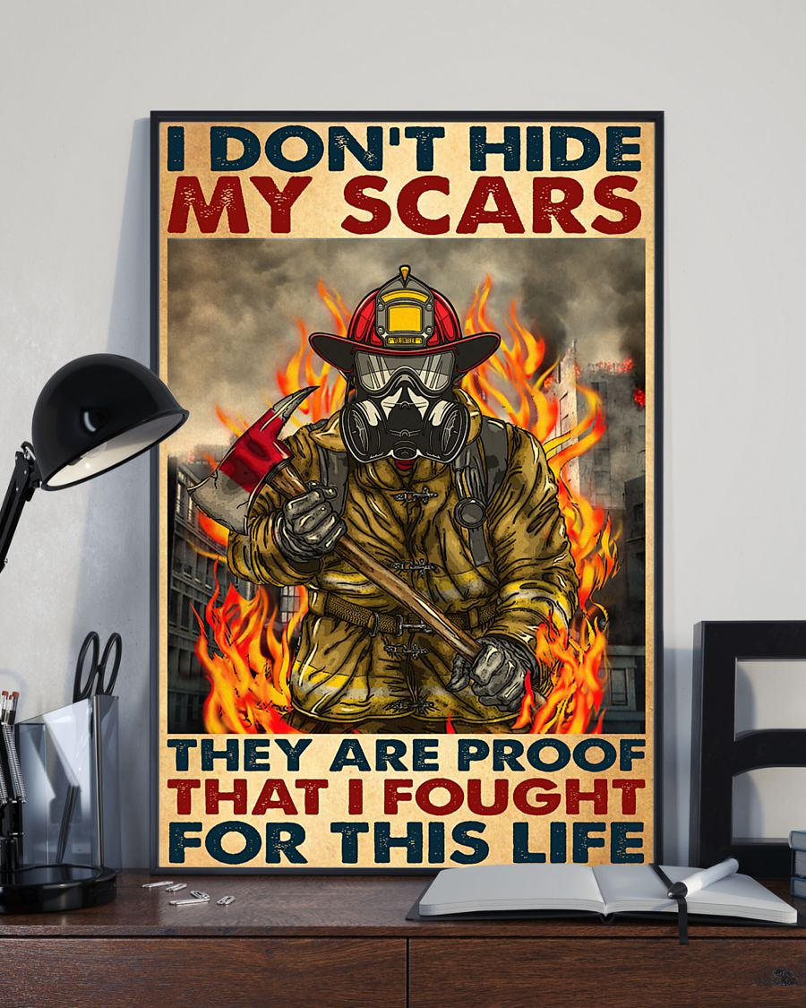 Firefighter Canvas Prints I Don't Hide My Scars Vintage Wall Art Gifts Vintage Home Wall Decor Canvas - Mostsuit
