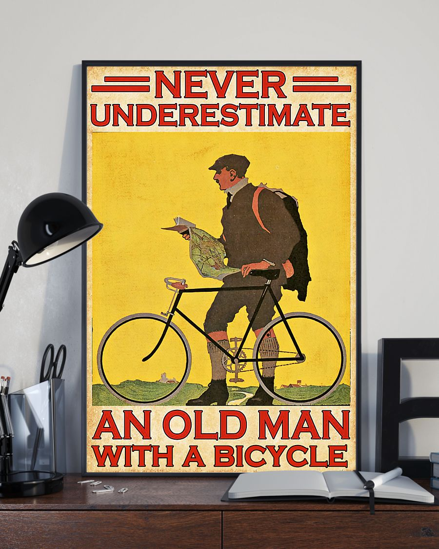 Cycling Poster Never Underestimate Old Man With A Bicycle Vintage Room Home Decor Wall Art Gifts Idea - Mostsuit