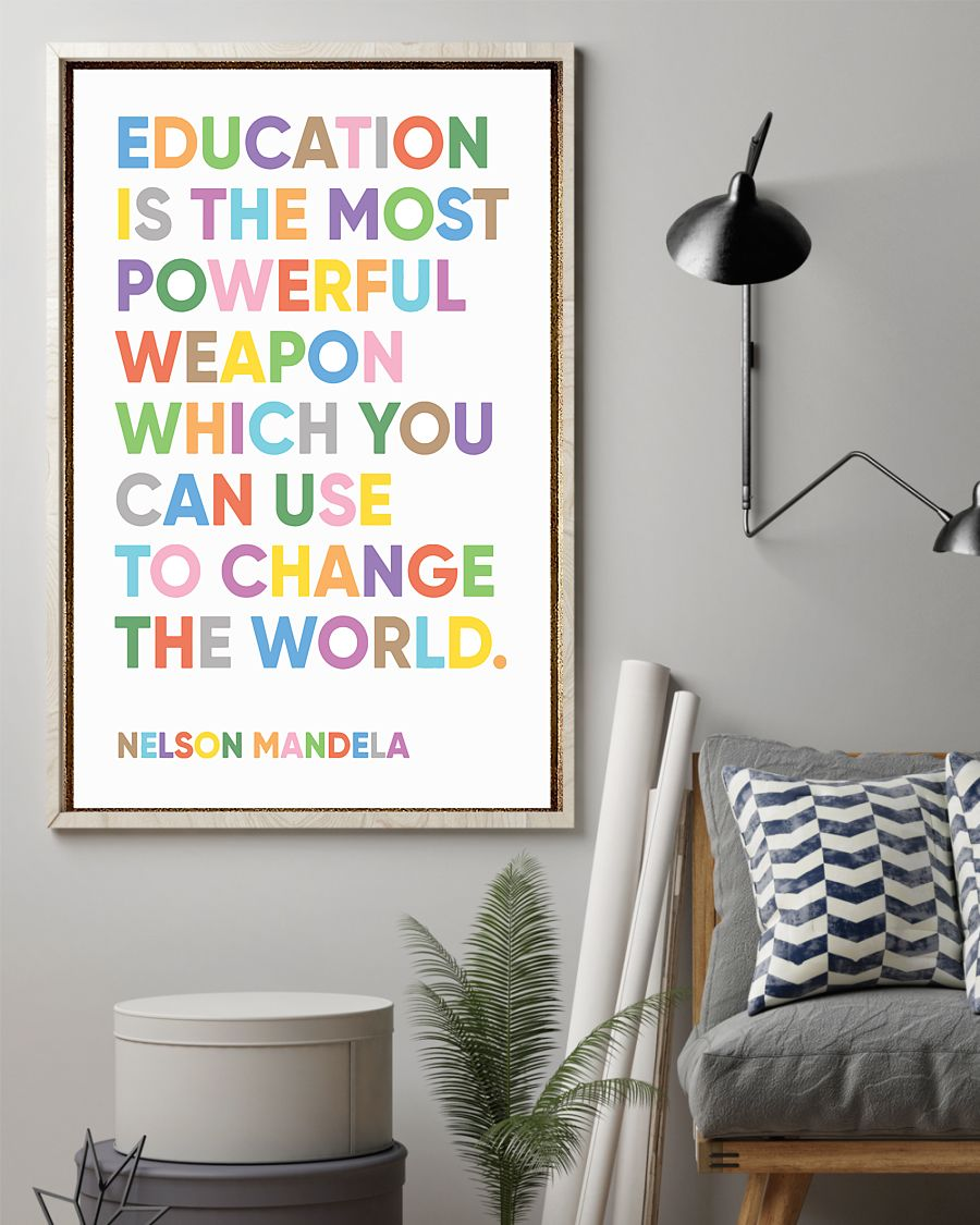 Education Is The Most Powerful Classroom Teacher Canvas Prints Vintage Wall Art Gifts Vintage Home Wall Decor Canvas - Mostsuit