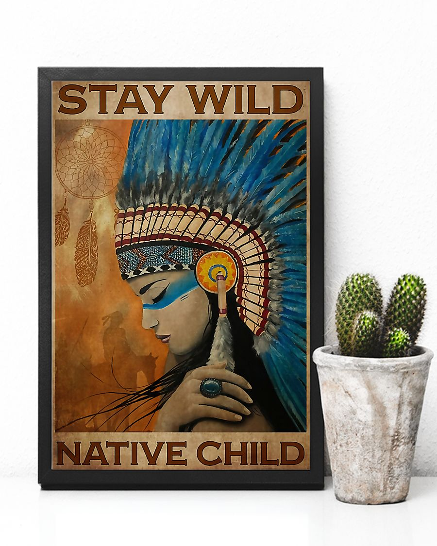Native American Girl Stay Wild Native Child Canvas Prints Indians Vintage Wall Art Gifts Vintage Home Wall Decor Canvas - Mostsuit