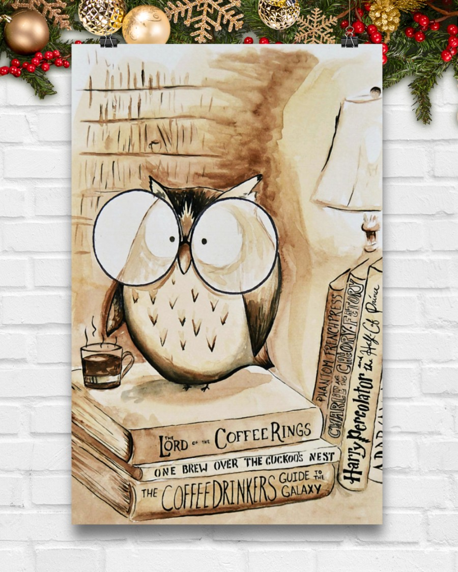 Owl Coffee And Books Loves Poster Vintage Room Home Decor Wall Art Gifts Idea - Mostsuit