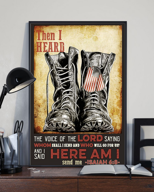 Veteran Boots Poster Then I Heard Here Am I Vintage Room Home Decor Wall Art Gifts Idea - Mostsuit