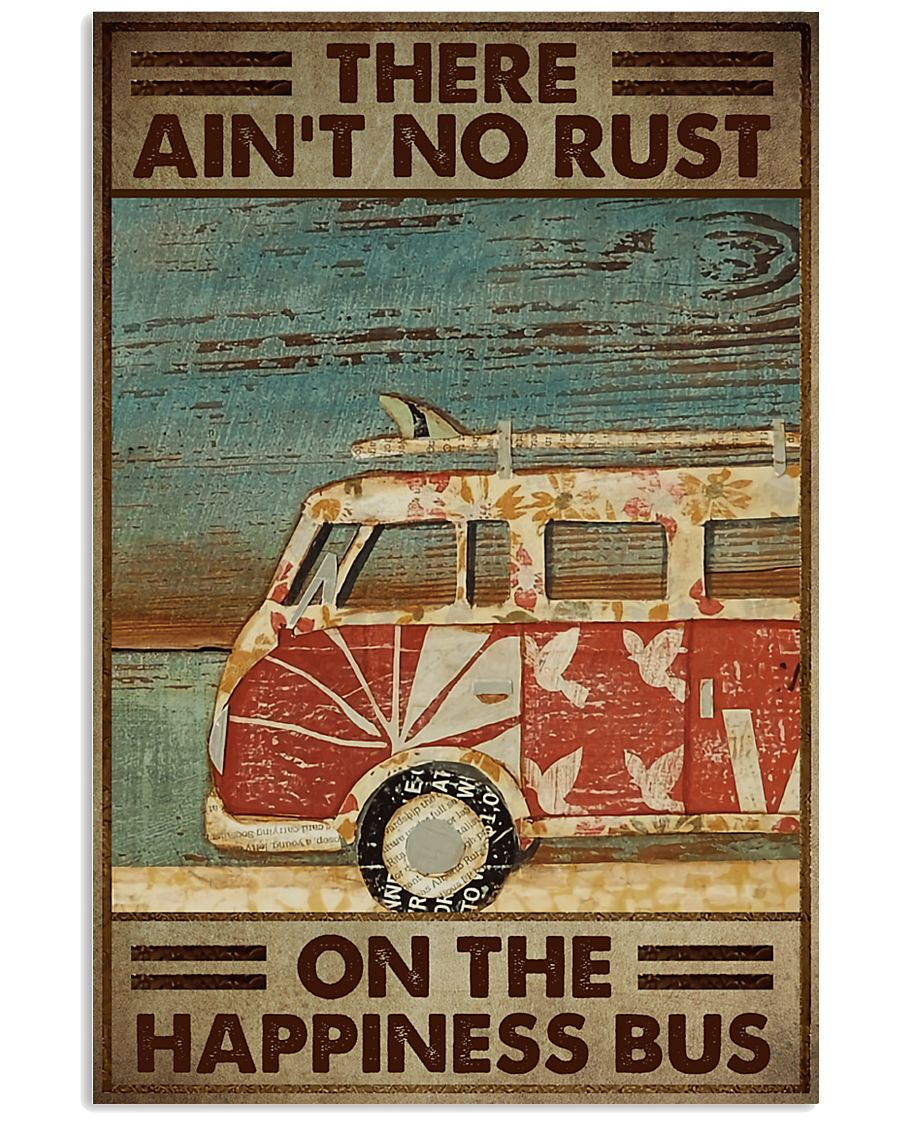 Camper Van Surf Car Canvas Prints There Ain't No Rust On The Happiness Bus Vintage Wall Art Gifts Vintage Home Wall Decor Canvas - Mostsuit
