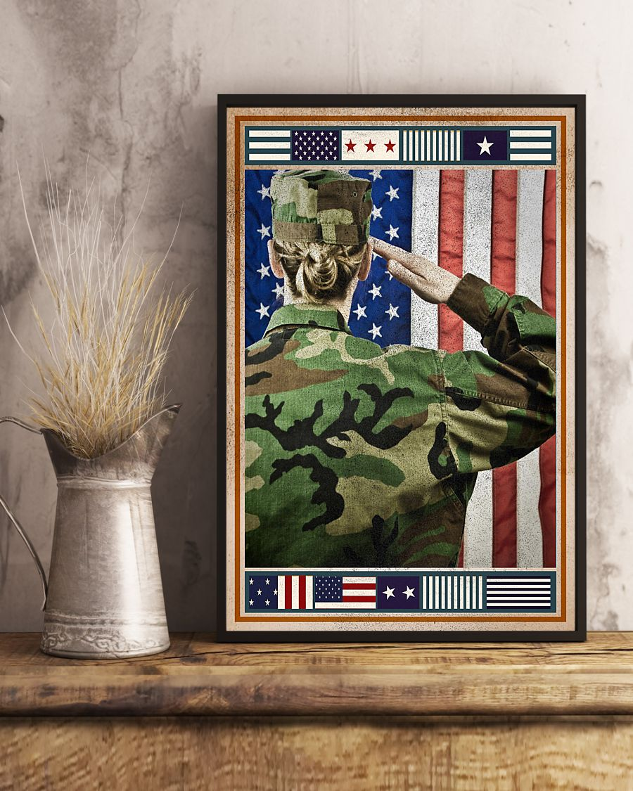 Female Veteran She Salutes Canvas Prints Vintage Wall Art Gifts Vintage Home Wall Decor Canvas - Mostsuit