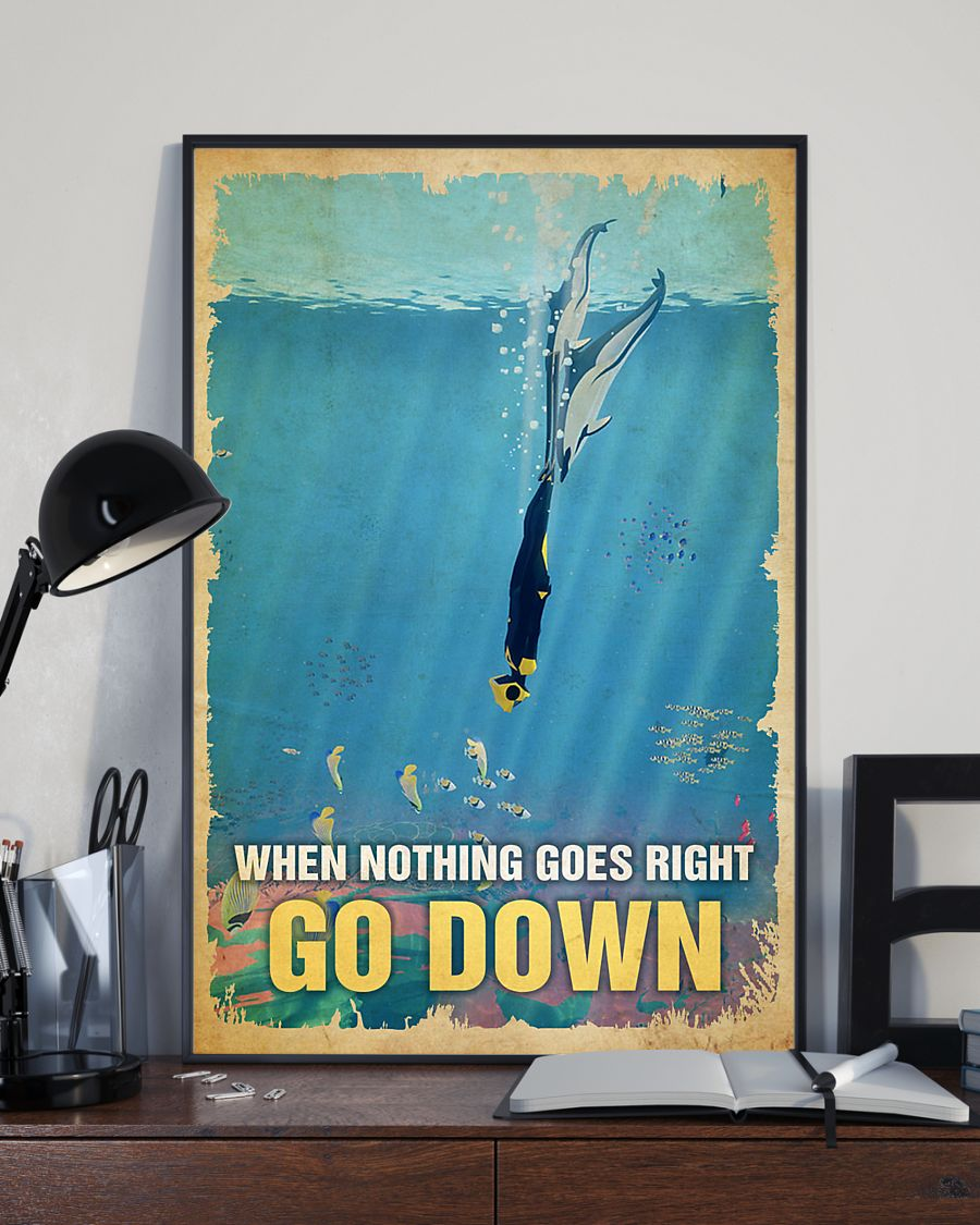 Scuba Diving Go Down Poster Vintage Room Home Decor Wall Art Gifts Idea - Mostsuit
