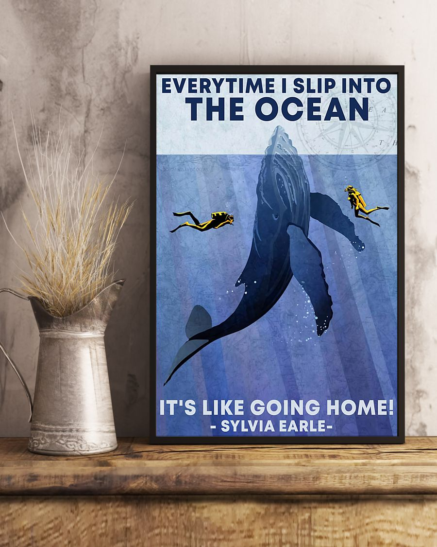 Diving It's Like Going Home Scuba Diver Whale Poster Vintage Room Home Decor Wall Art Gifts Idea - Mostsuit