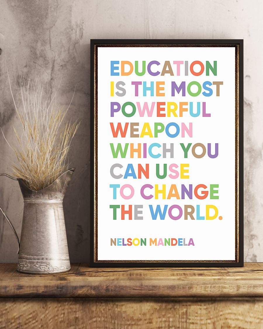 Education Is The Most Powerful Classroom Teacher Canvas Prints Vintage Wall Art Gifts Vintage Home Wall Decor Canvas - Mostsuit