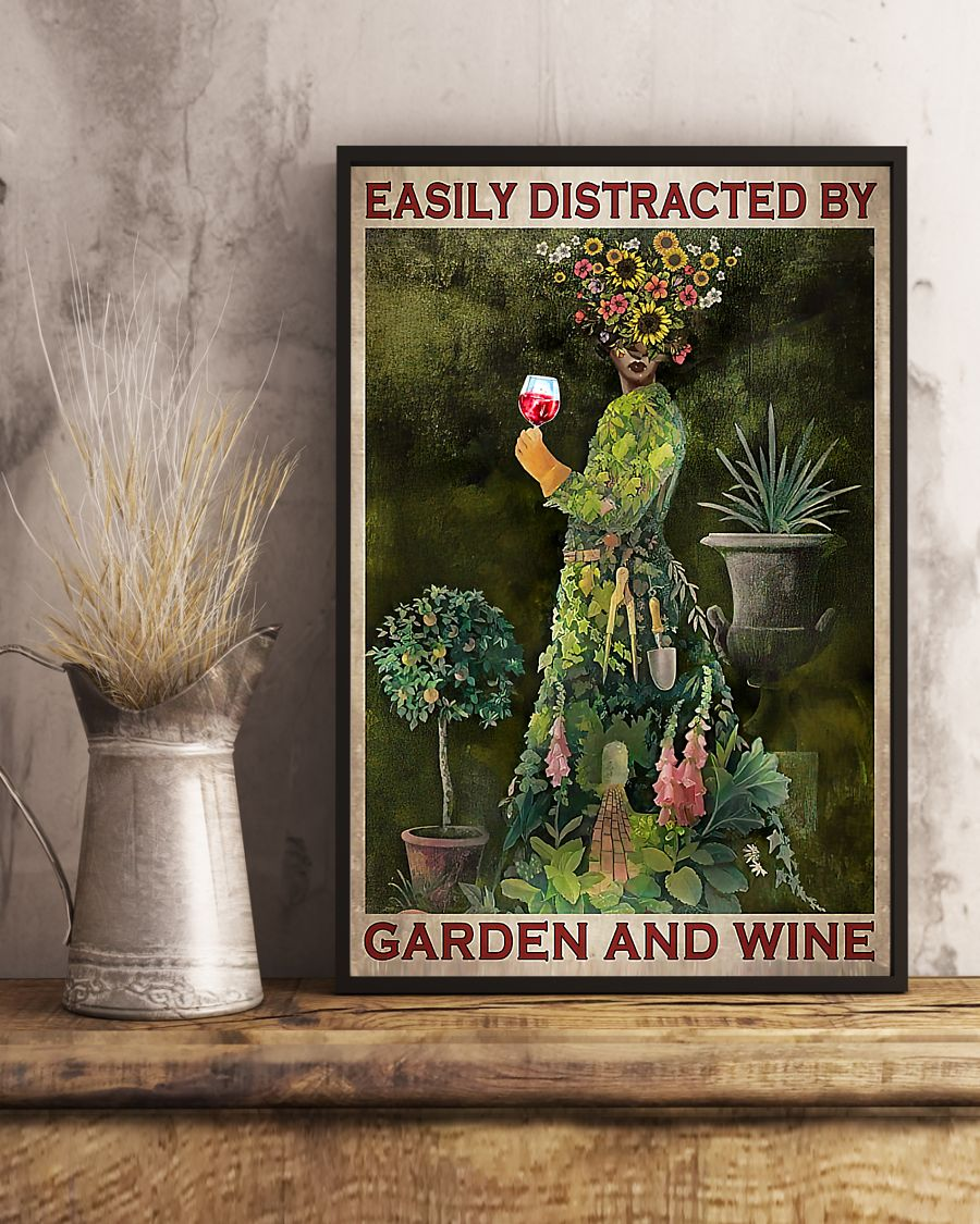 Garden And Wine Loves Poster Easily Distracted Vintage Room Home Decor Wall Art Gifts Idea - Mostsuit