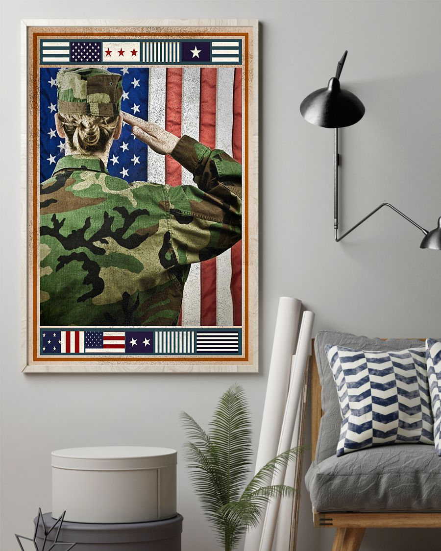 Female Veteran She Salutes Canvas Prints Vintage Wall Art Gifts Vintage Home Wall Decor Canvas - Mostsuit