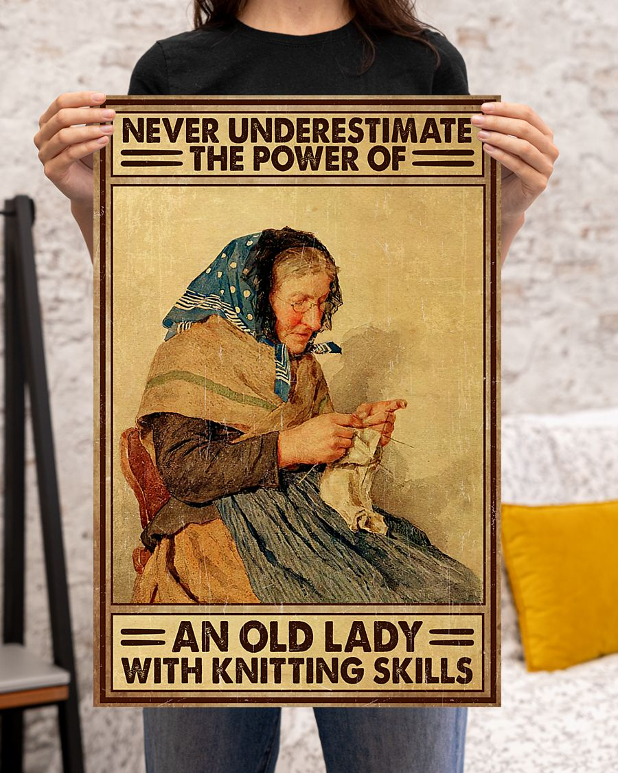 Knitting Canvas Prints Never Underestimate An Old Lady With Knitting Skills Vintage Wall Art Gifts Vintage Home Wall Decor Canvas - Mostsuit