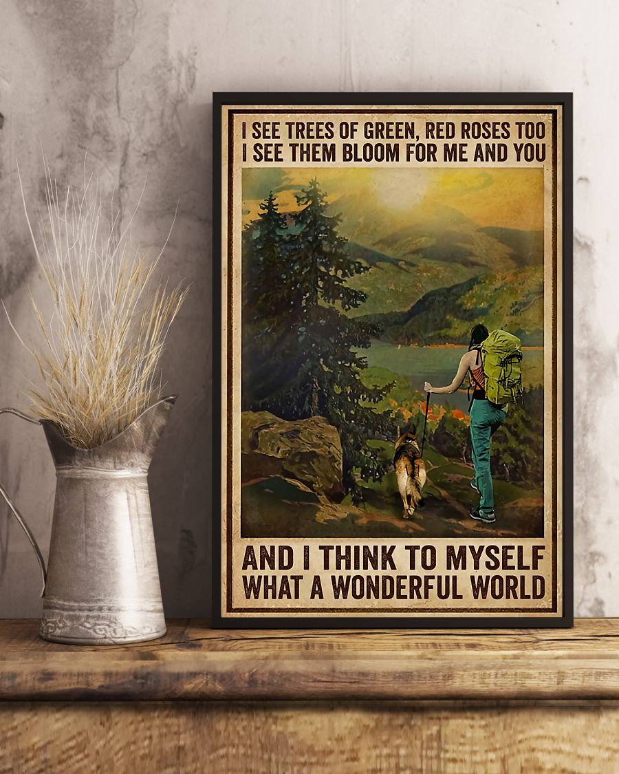 Hiking Girl And Dog Poster Myself What A Wonderful World Vintage Room Home Decor Wall Art Gifts Idea - Mostsuit