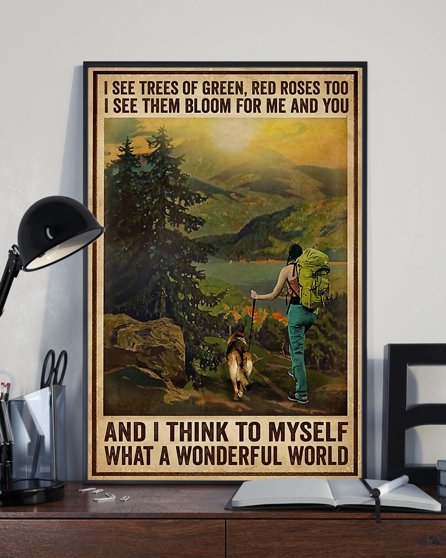 Hiking Girl And Dog Poster Myself What A Wonderful World Vintage Room Home Decor Wall Art Gifts Idea - Mostsuit