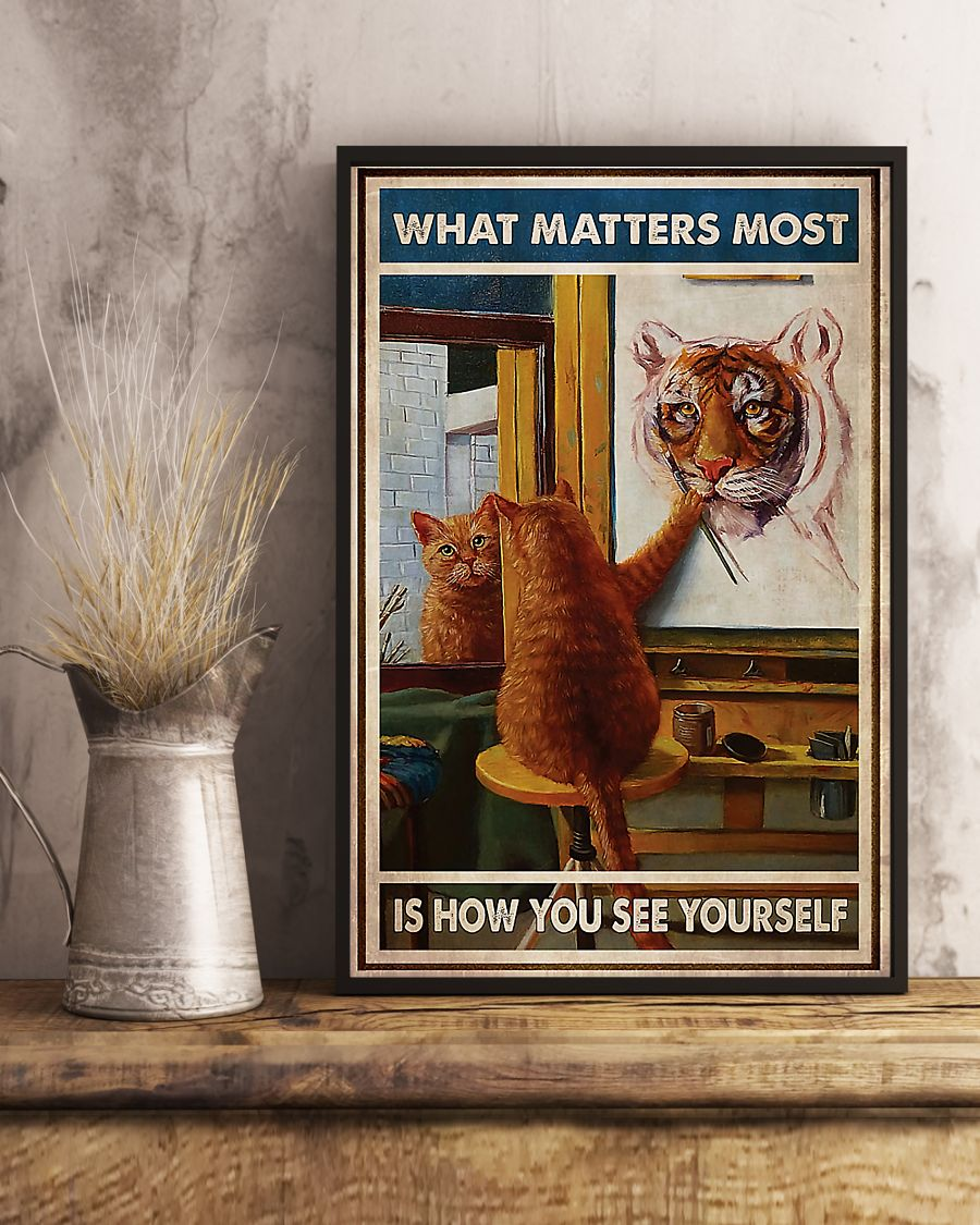 Cat Tiger Reflection Poster What Matters Most Is How You See Yourself Room Home Decor Wall Art Gifts Idea - Mostsuit