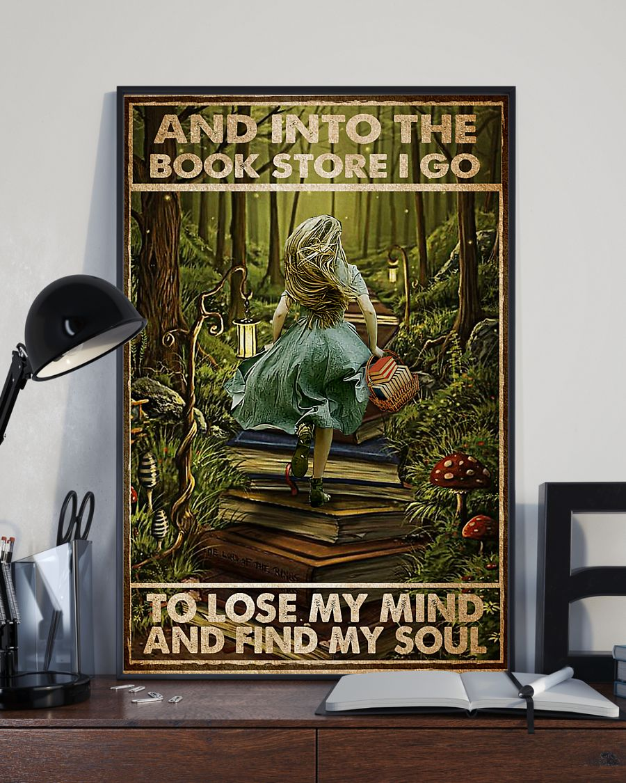 Books Girl Poster And Into The Book Store I Go To Lose My Mind And Find My Soul Vintage Room Home Decor Wall Art Gifts Idea - Mostsuit