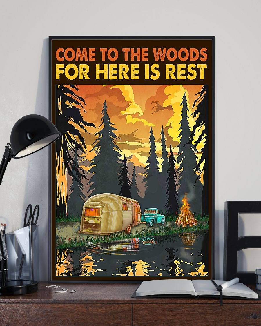 Camping Poster Come To The Woods For Here Is Rest Vintage Room Home Decor Wall Art Gifts Idea - Mostsuit