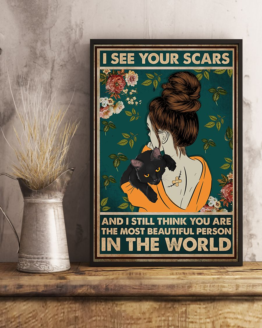 Black Cat Poster I See Your Scars Vintage Room Home Decor Wall Art Gifts Idea - Mostsuit