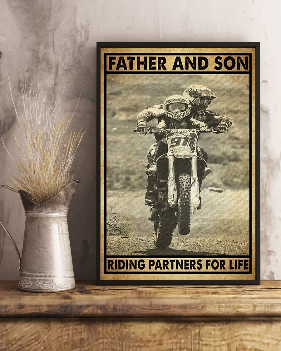Motocross Riding Partners Father And Son Poster Vintage Room Home Decor Wall Art Gifts Idea - Mostsuit
