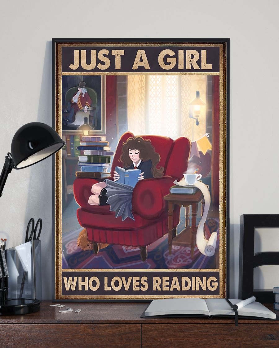 A Girl Loves Reading Poster Vintage Room Home Decor Wall Art Gifts Idea - Mostsuit