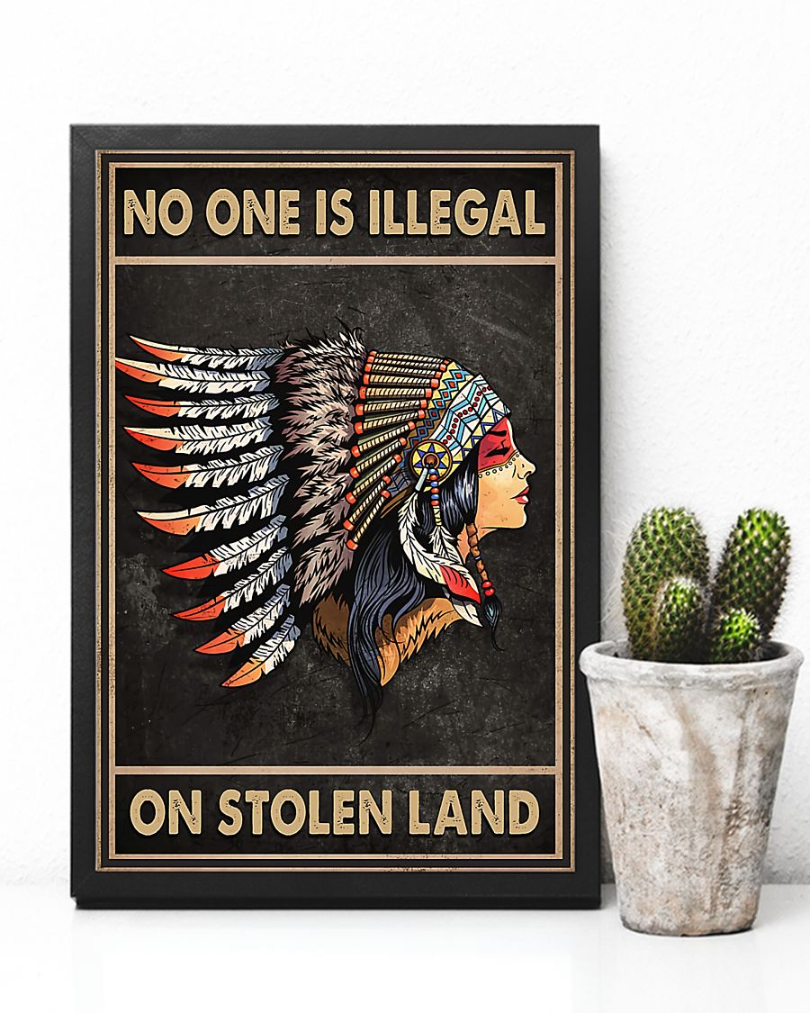 Native American Indian Girl Canvas Prints No One Is Illegal On Stolen Land Vintage Wall Art Gifts Vintage Home Wall Decor Canvas - Mostsuit