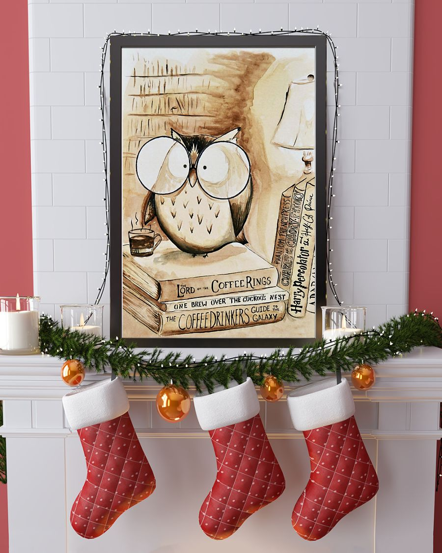 Owl Coffee And Books Loves Poster Vintage Room Home Decor Wall Art Gifts Idea - Mostsuit