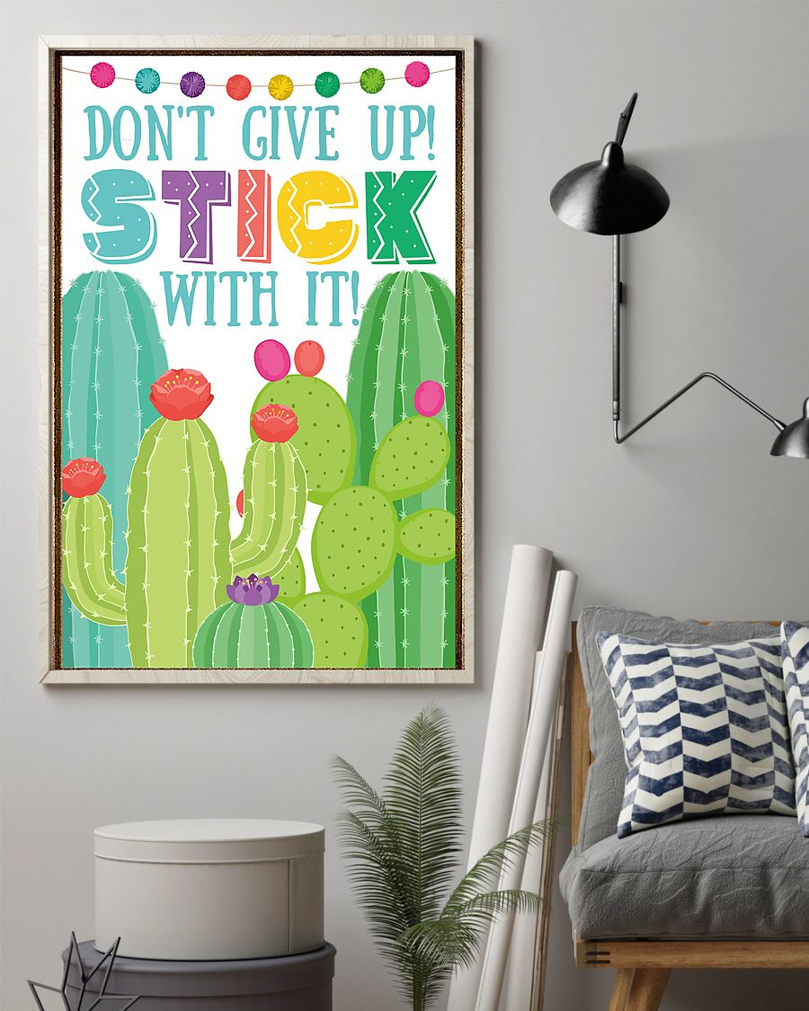 Cactus Don't Give Up Classroom Teacher Poster Vintage Room Home Decor Wall Art Gifts Idea - Mostsuit