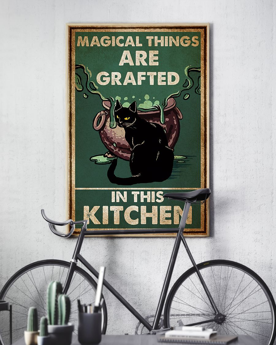 Black Cat Poster Magical Things Are Grafted In This Kitchen Vintage Room Home Decor Wall Art Gifts Idea - Mostsuit