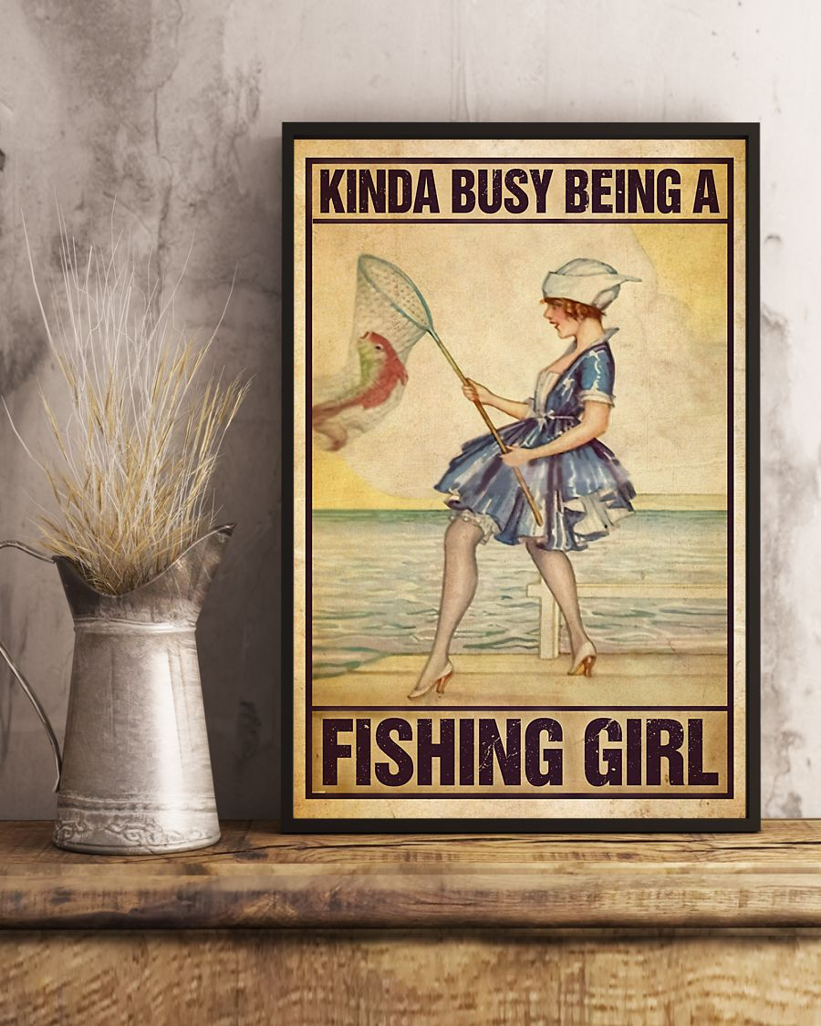 Fishing Poster Kinda Busy A Fishing Girl Vintage Room Home Decor Wall Art Gifts Idea - Mostsuit