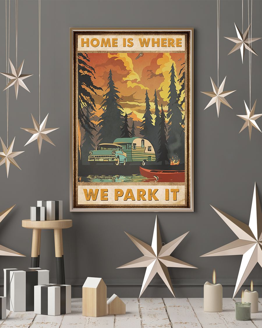Camping RV Car Canvas Prints Home Is Where We Park It Vintage Wall Art Gifts Vintage Home Wall Decor Canvas - Mostsuit