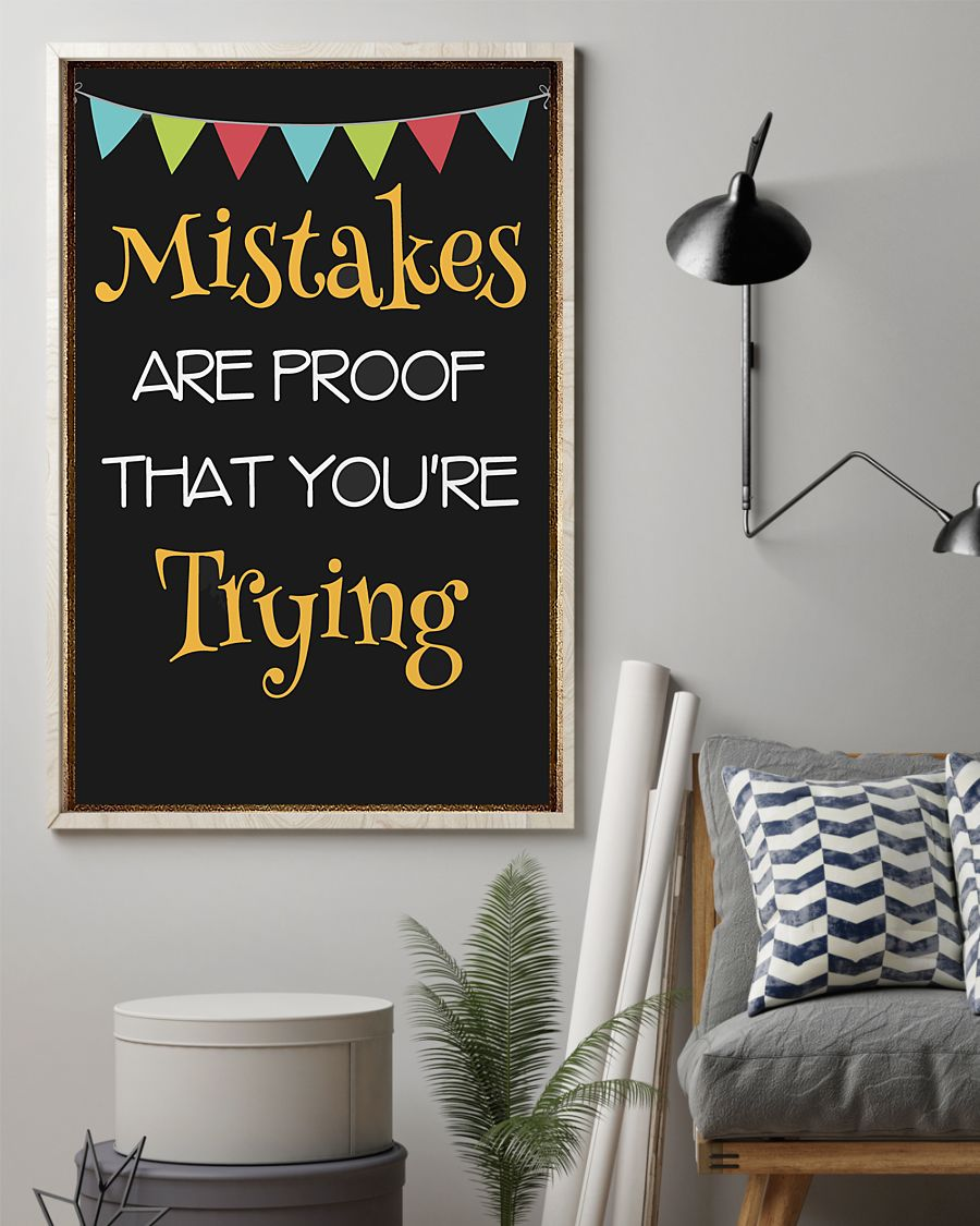 Mistakes Are Proof That You're Trying Classroom Teacher Canvas Prints Vintage Wall Art Gifts Vintage Home Wall Decor Canvas - Mostsuit