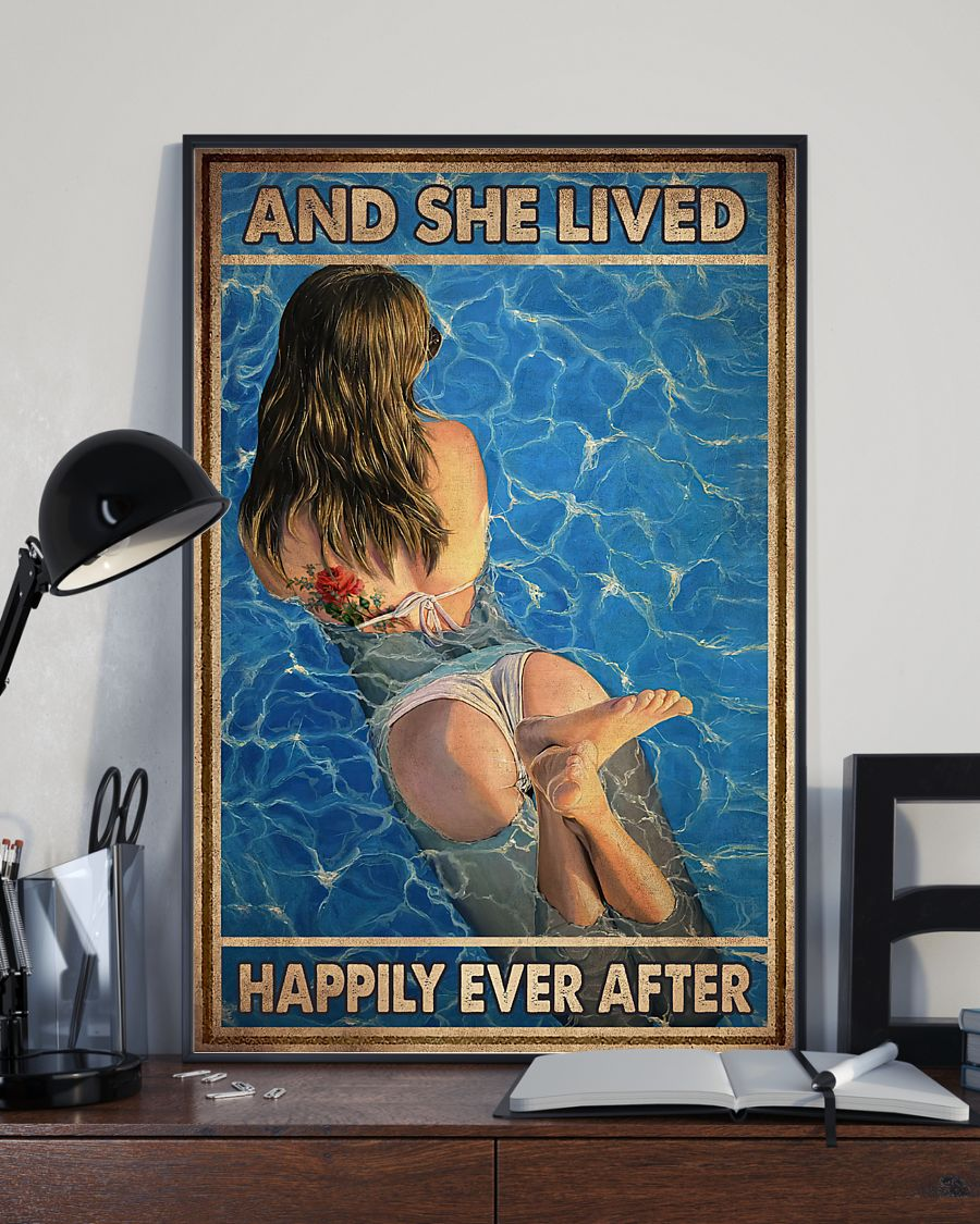 Beach Girl Poster And She Lived Happily Ever After Vintage Room Home Decor Wall Art Gifts Idea - Mostsuit
