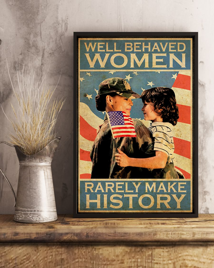 Proud Veteran Mom Poster Well Behaved Women Rarely Make History Vintage Room Home Decor Wall Art Gifts Idea - Mostsuit