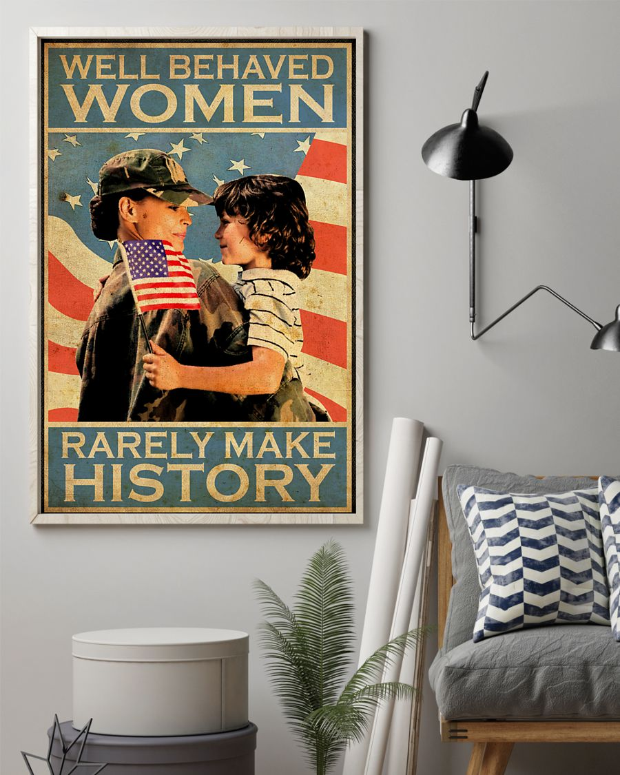 Proud Veteran Mom Poster Well Behaved Women Rarely Make History Vintage Room Home Decor Wall Art Gifts Idea - Mostsuit
