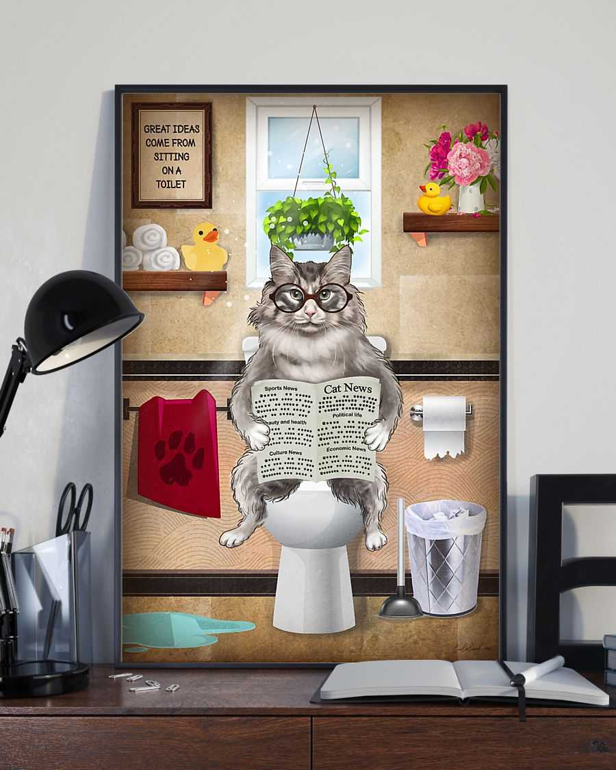British Longhair Cat Toilet Funny Poster Cats Loves Room Home Decor Wall Art Gifts Idea - Mostsuit