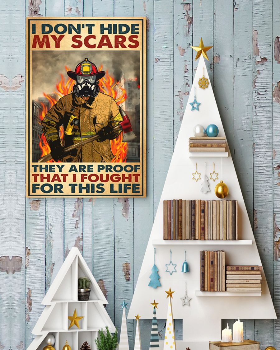 Firefighter Canvas Prints I Don't Hide My Scars Vintage Wall Art Gifts Vintage Home Wall Decor Canvas - Mostsuit