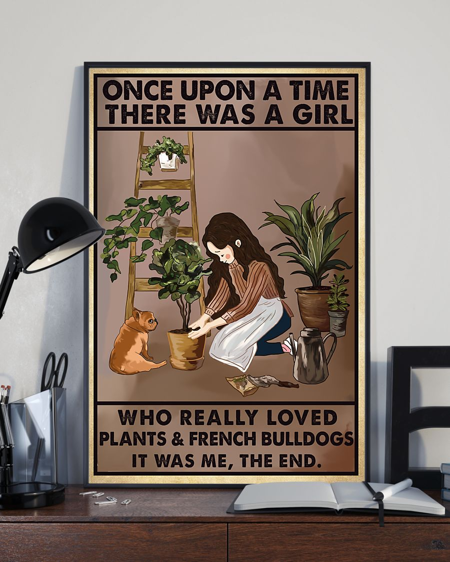 Dog Gardening Loves Poster There Was A Girl Who Loved Plants & French Bulldog Vintage Room Home Decor Wall Art Gifts Idea - Mostsuit