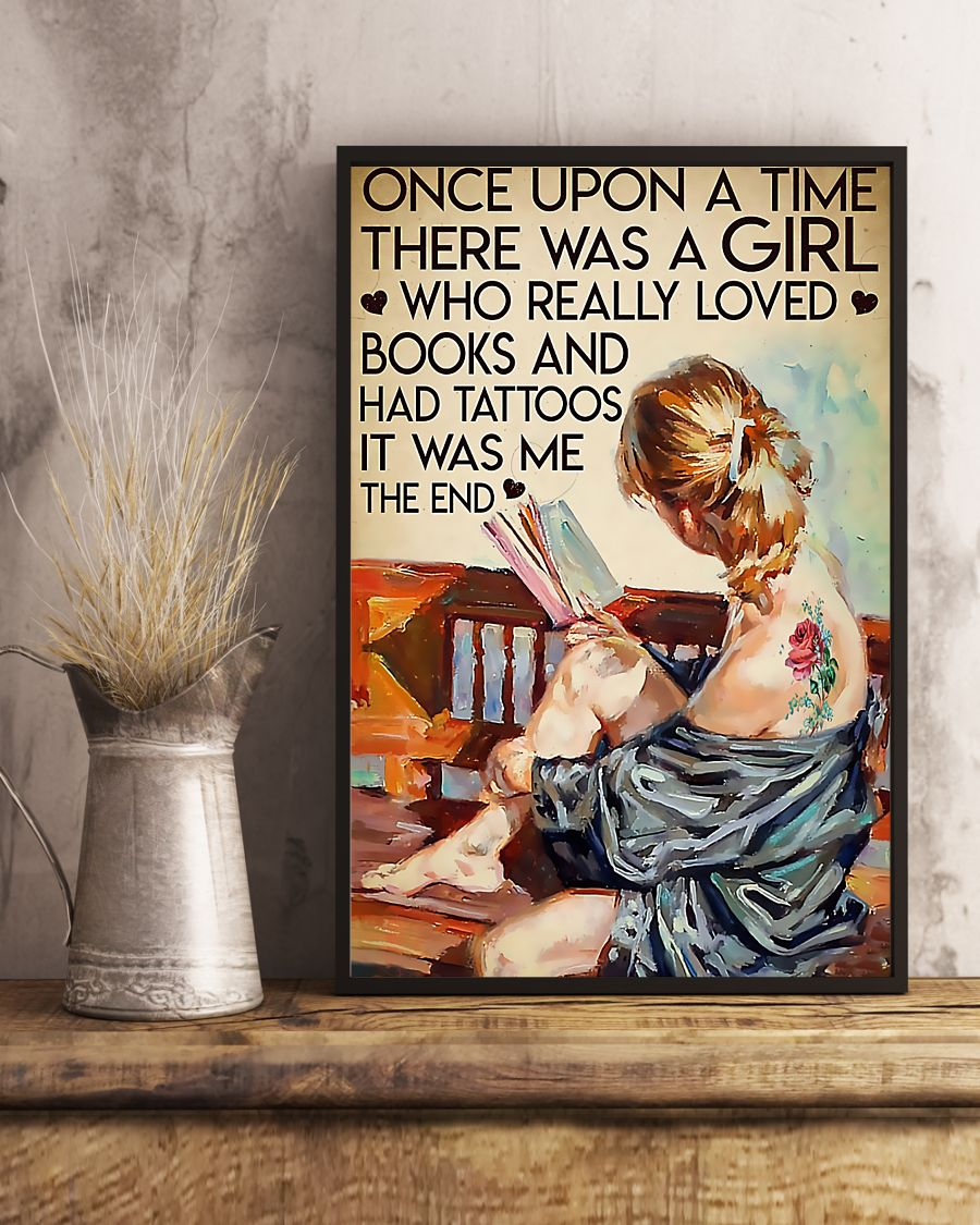 Tattooed Girl Loves Book Poster A Girl Who Loved Books And Had Tattoos Vintage Room Home Decor Wall Art Gifts Idea - Mostsuit
