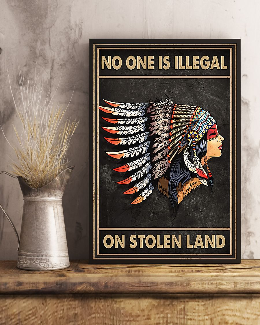 Native American Indian Girl Canvas Prints No One Is Illegal On Stolen Land Vintage Wall Art Gifts Vintage Home Wall Decor Canvas - Mostsuit