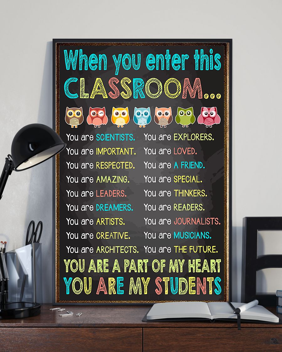 Owl When You Enter This Classroom Teacher Canvas Prints Vintage Wall Art Gifts Vintage Home Wall Decor Canvas - Mostsuit