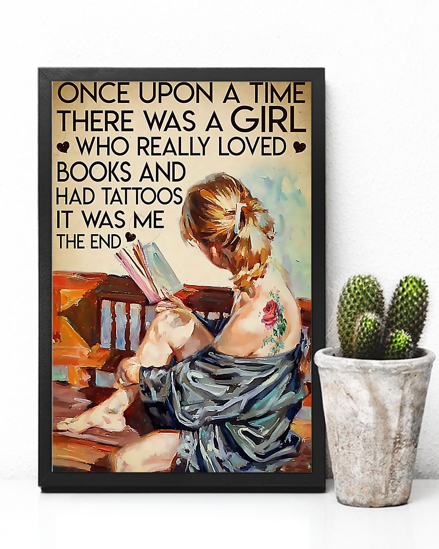 Tattooed Girl Loves Book Poster A Girl Who Loved Books And Had Tattoos Vintage Room Home Decor Wall Art Gifts Idea - Mostsuit
